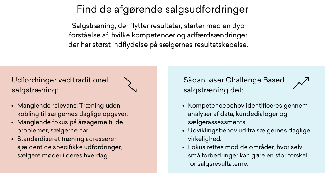 Challenge Based salgstræning - Udfordringer og løsninger